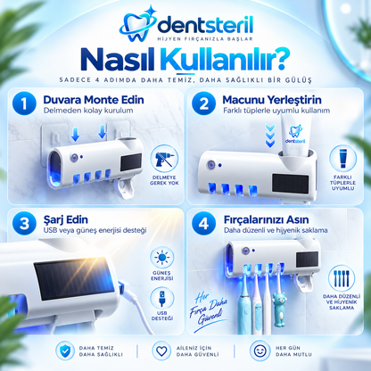 Dentsteril-Akıllı UV Diş Fırçası Sterilizatörü ve Otomatik Diş Macunu Sıkacağı